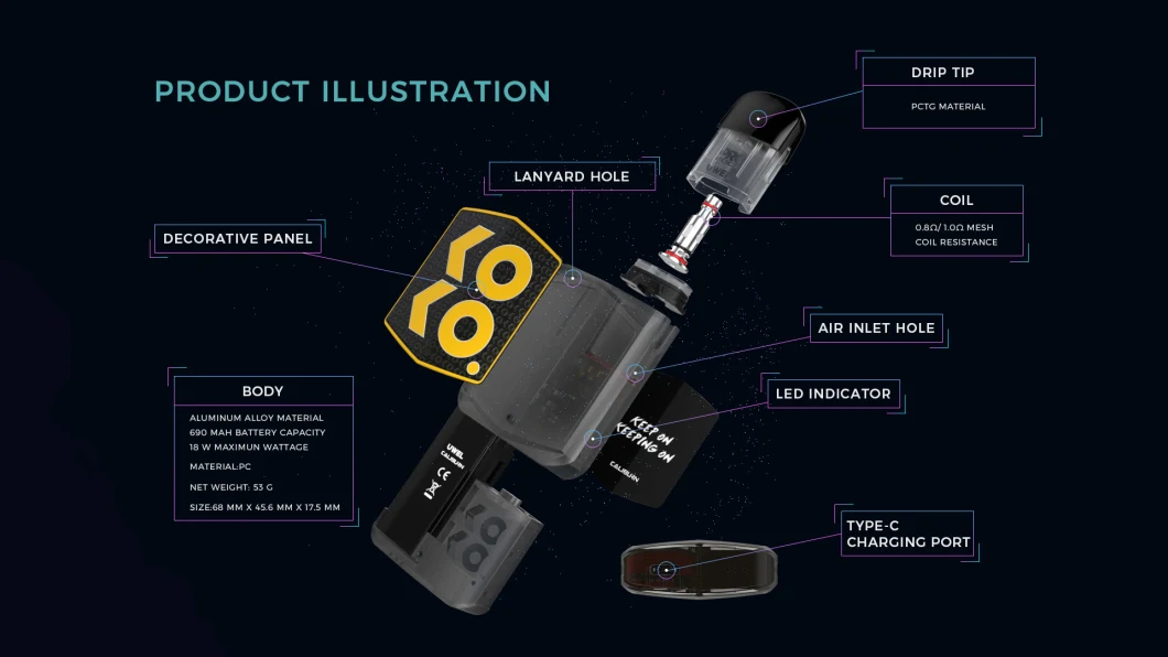 Vape Pod System Kit Uwell Caliburn Koko Prime Version